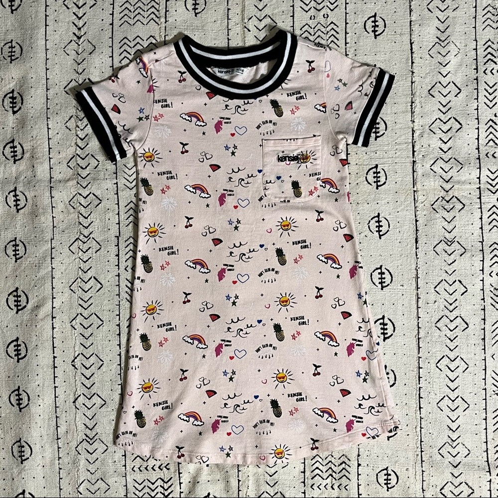 Kensie Girl Powder Pink Print Casual Kids Dress
